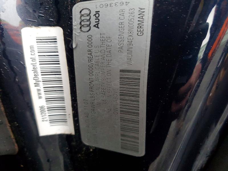 Aukcja sprzedaży 2008 Audi A8, vin: WAUMV94EX8N005263, numer aukcji: 79192375