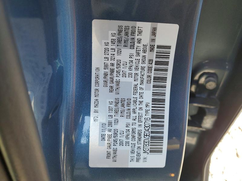 2014 Mazda Cx-9 მანქანა იყიდება აუქციონზე, vin: JM3TB3DV3E0430716, აუქციონის ნომერი: 46651426