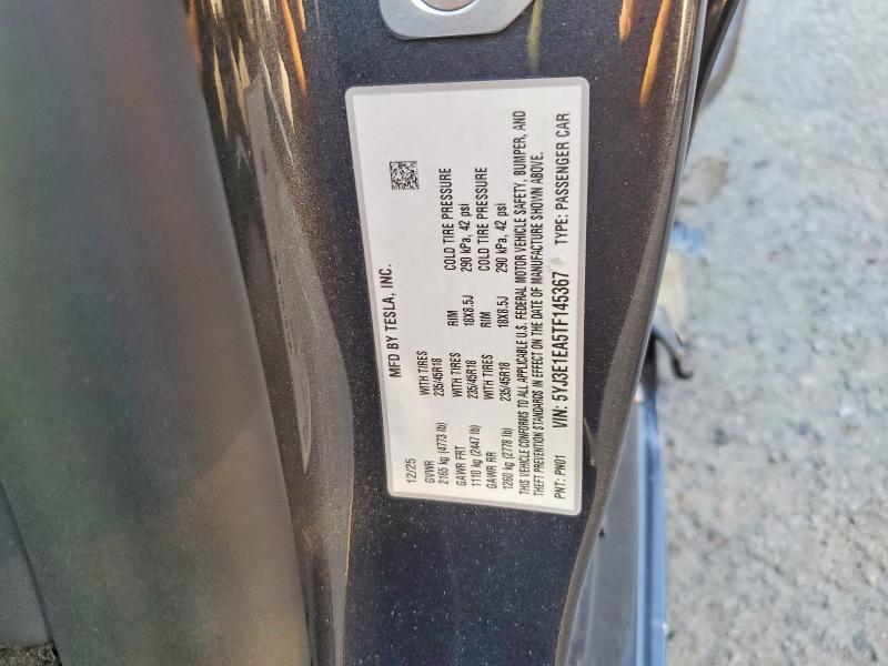 Aukcja sprzedaży 2026 Tesla Model 3, vin: 5YJ3E1EA5TF145367, numer aukcji: 79818675