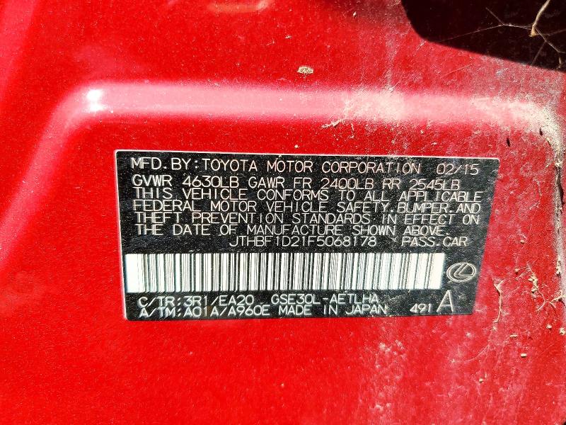 47694196 :رقم المزاد ، JTHBF1D21F5068178 vin ، 2015 Lexus Is 250 مزاد بيع