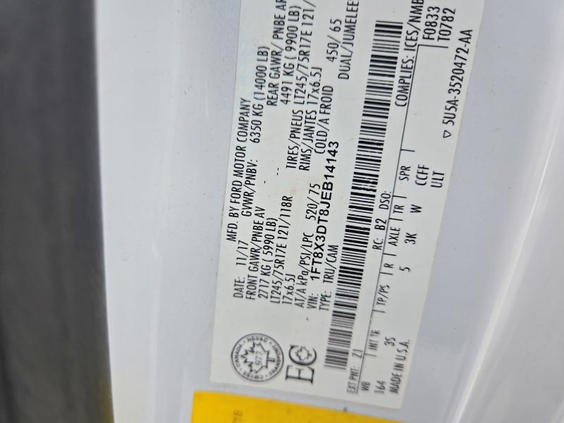 Продаж на аукціоні авто 2018 Ford F350, vin: 1FT8X3DT8JEB14143, номер лоту: 76722995