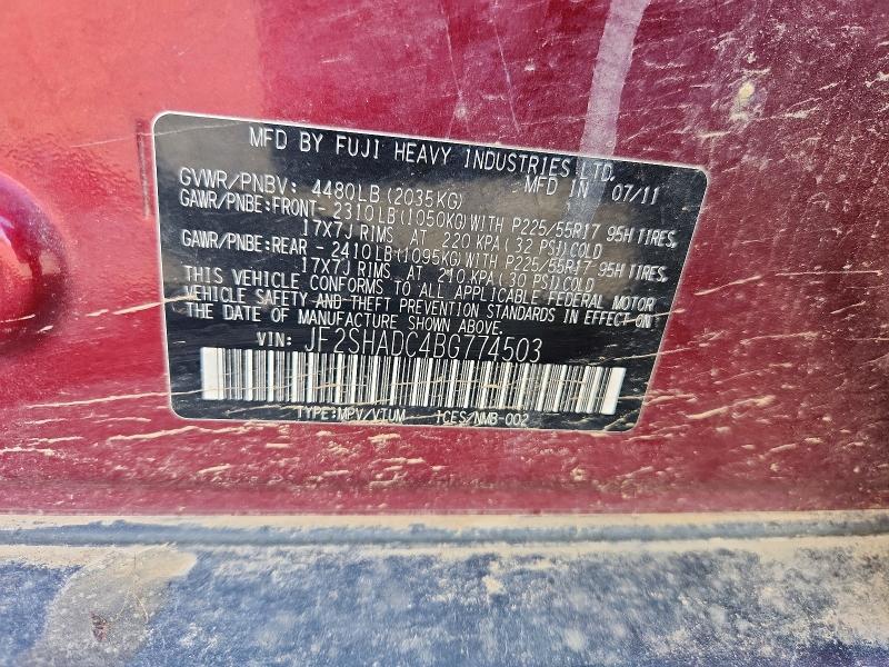 2011 Subaru Forester მანქანა იყიდება აუქციონზე, vin: JF2SHADC4BG774503, აუქციონის ნომერი: 47606326