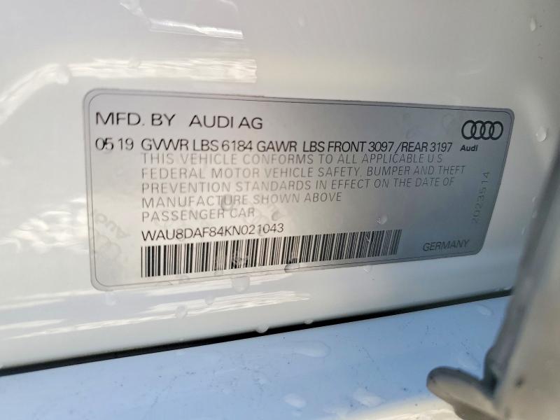 Aukcja sprzedaży 2019 Audi A8, vin: WAU8DAF84KN021043, numer aukcji: 41839896