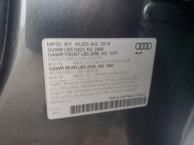 47804006 :رقم المزاد ، WA1L2AFP4GA126426 vin ، 2016 Audi Q5 مزاد بيع