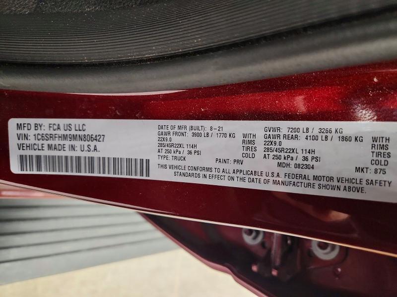 Продаж на аукціоні авто 2021 Ram 1500, vin: 1C6SRFHM9MN806427, номер лоту: 79609665