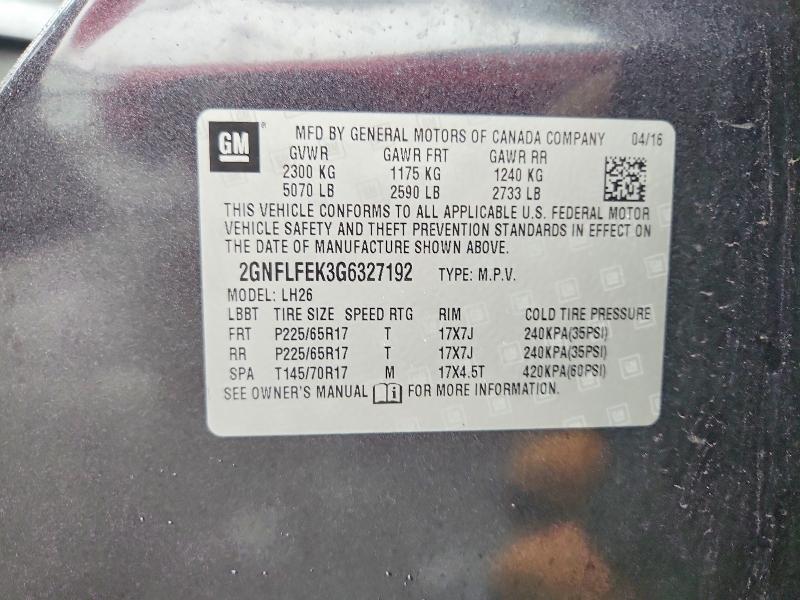 Aukcja sprzedaży 2016 Chevrolet Equinox, vin: 2GNFLFEK3G6327192, numer aukcji: 79491225