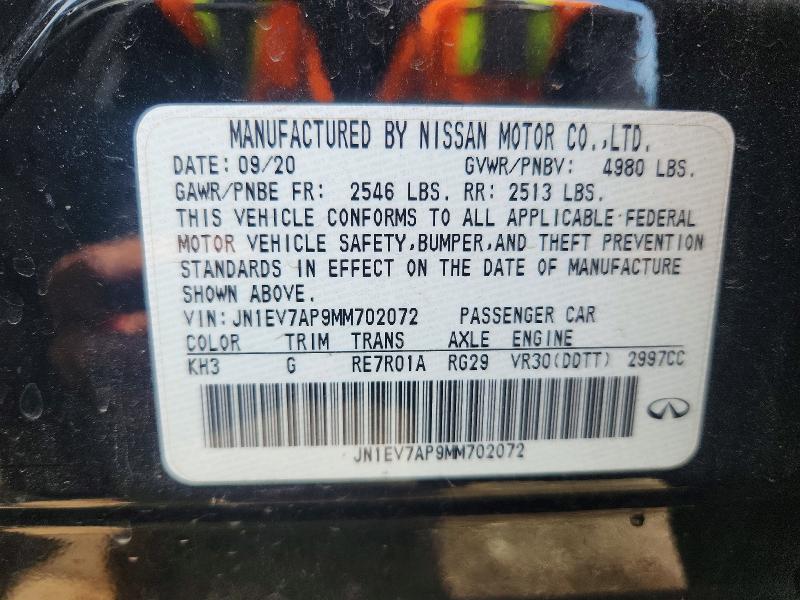 Aukcja sprzedaży 2021 Infiniti Q50, vin: JN1EV7AP9MM702072, numer aukcji: 46871166