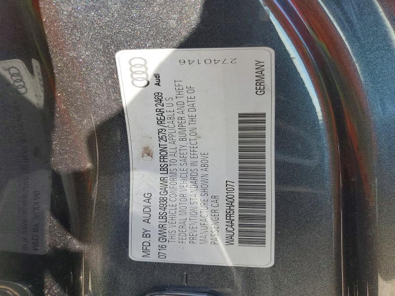 46861996 :رقم المزاد ، WAUC4AFR5HA001077 vin ، 2017 Audi S5 مزاد بيع