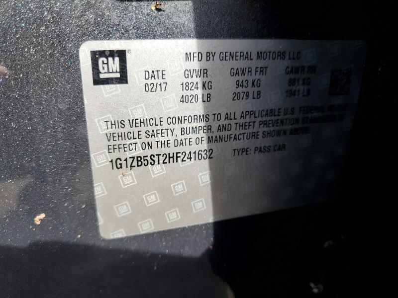 2017 Chevrolet Malibu მანქანა იყიდება აუქციონზე, vin: 1G1ZB5ST2HF241632, აუქციონის ნომერი: 41588426