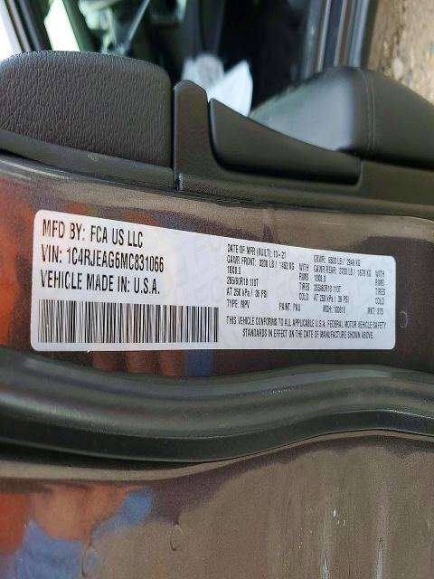 Продажа на аукционе авто 2021 Jeep Grand Cherokee, vin: 1C4RJEAG6MC831066, номер лота: 41803486