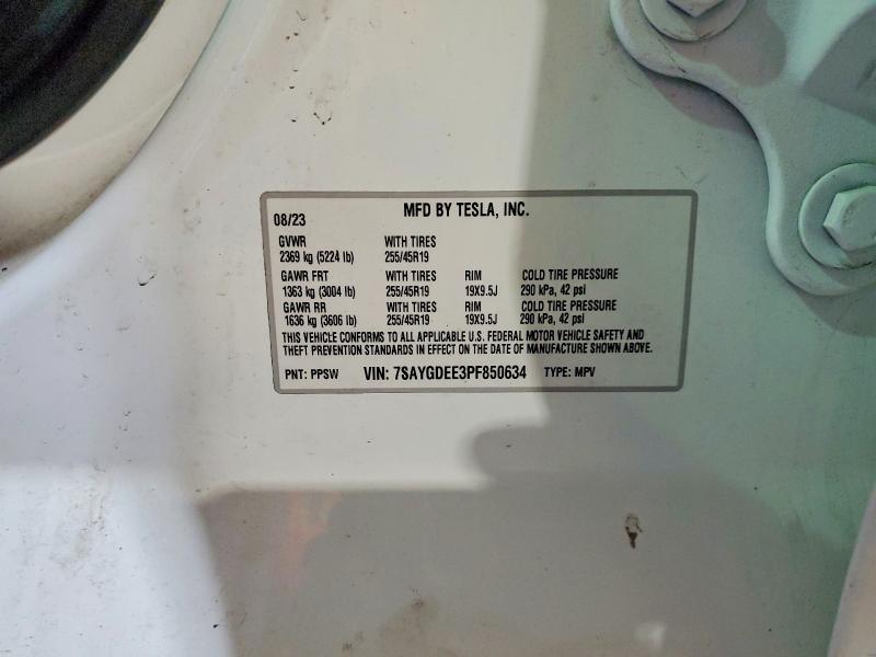 Продаж на аукціоні авто 2023 Tesla Model Y, vin: 7SAYGDEE3PF850634, номер лоту: 41847306