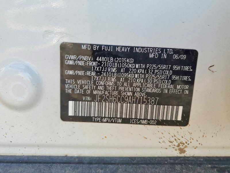Aukcja sprzedaży 2010 Subaru Forester, vin: JF2SH6CC9AH715387, numer aukcji: 47908576