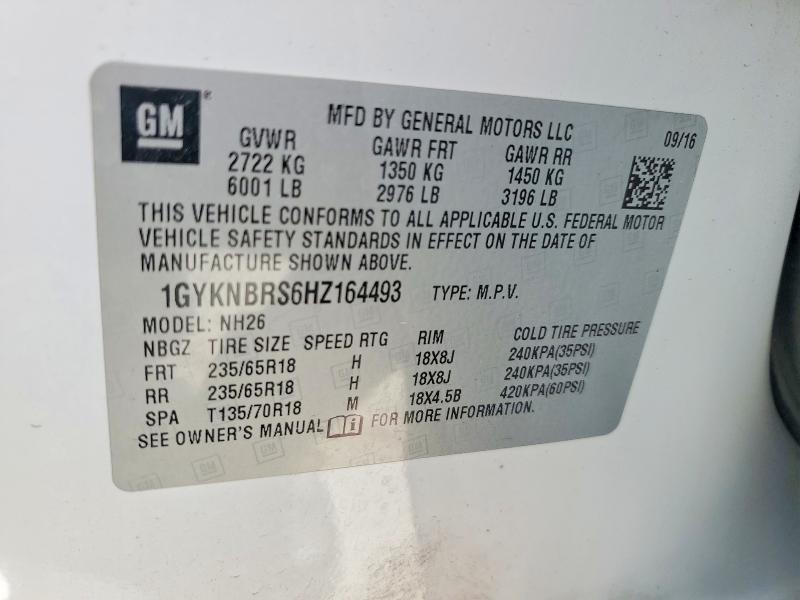 48327786 :رقم المزاد ، 1GYKNBRS6HZ164493 vin ، 2017 Cadillac Xt5 مزاد بيع