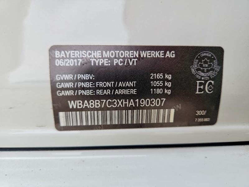 47861896 :رقم المزاد ، WBA8B7C3XHA190307 vin ، 2017 Bmw 340 مزاد بيع