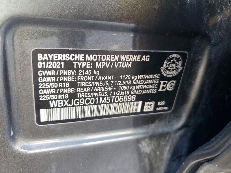 46504396 :رقم المزاد ، WBXJG9C01M5T06698 vin ، 2021 Bmw X1 مزاد بيع