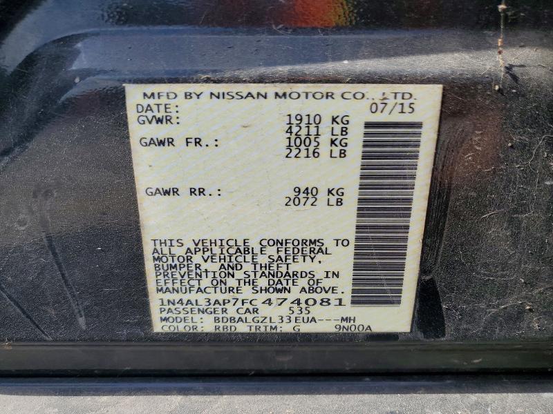Aukcja sprzedaży 2015 Nissan Altima, vin: 1N4AL3AP7FC474081, numer aukcji: 47567306