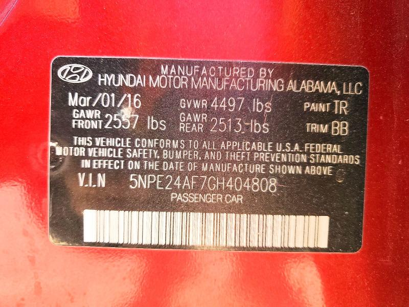 2016 Hyundai Sonata მანქანა იყიდება აუქციონზე, vin: 5NPE24AF7GH404808, აუქციონის ნომერი: 46373416
