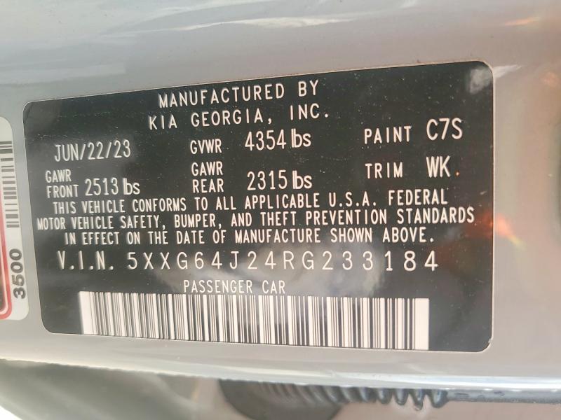 41788616 :رقم المزاد ، 5XXG64J24RG233184 vin ، 2024 Kia K5 مزاد بيع