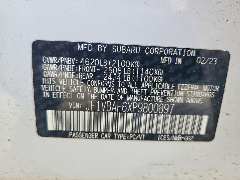2023 Subaru Wrx მანქანა იყიდება აუქციონზე, vin: JF1VBAF6XP9800897, აუქციონის ნომერი: 47039076