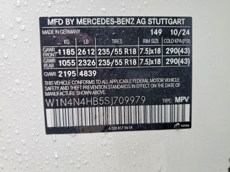 Aukcja sprzedaży 2025 Mercedes-benz Gl-glass, vin: W1N4N4HB5SJ709979, numer aukcji: 45610146