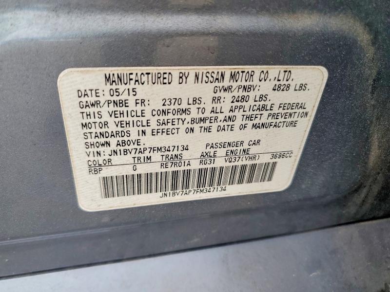 Aukcja sprzedaży 2015 Infiniti Q50, vin: JN1BV7AP7FM347134, numer aukcji: 41725346