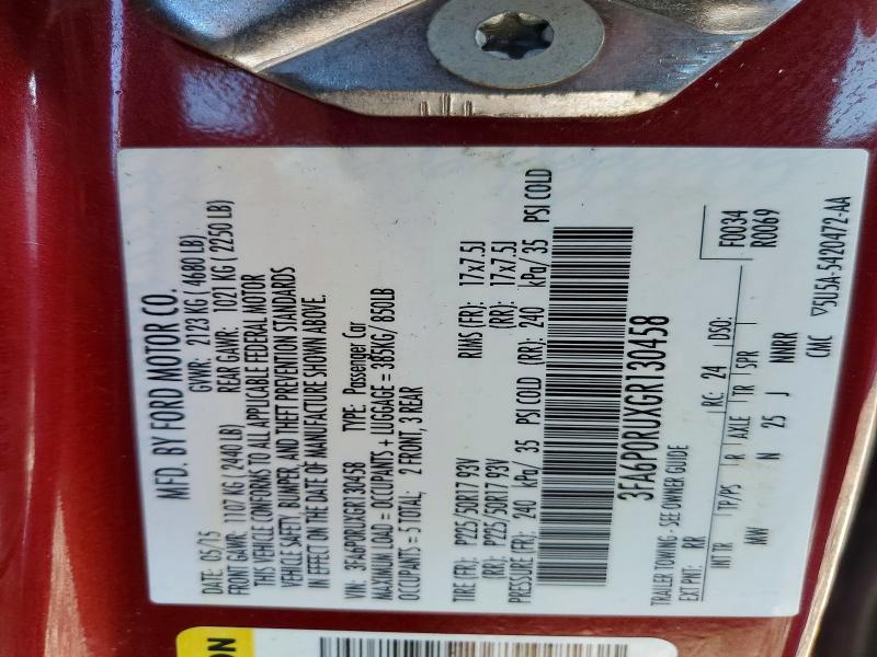 2016 Ford Fusion მანქანა იყიდება აუქციონზე, vin: 3FA6P0RUXGR130458, აუქციონის ნომერი: 46013956
