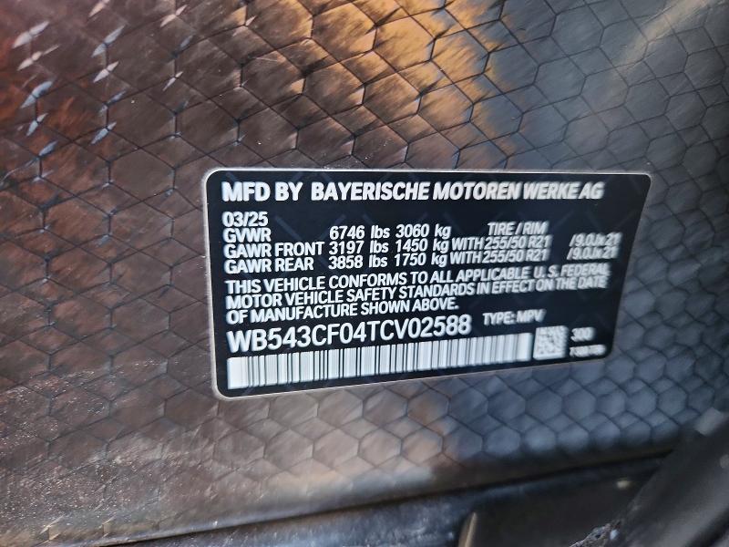 46040556 :رقم المزاد ، WB543CF04TCV02588 vin ، 2026 Bmw Ix مزاد بيع
