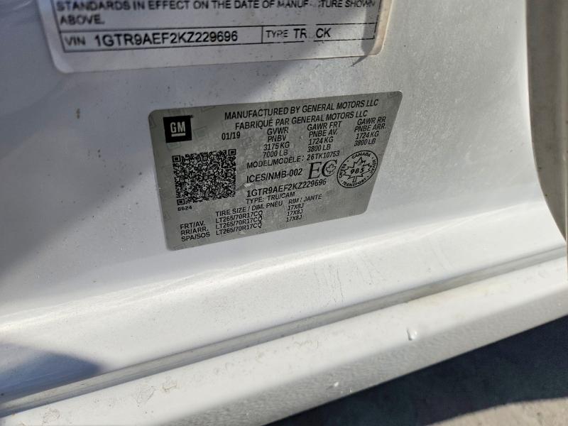 2019 Gmc Sierra მანქანა იყიდება აუქციონზე, vin: 1GTR9AEF2KZ229696, აუქციონის ნომერი: 79348785