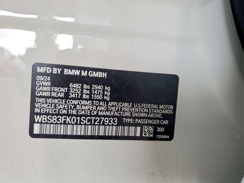 79379345 :رقم المزاد ، WBS83FK01SCT27933 vin ، 2025 Bmw M5 مزاد بيع