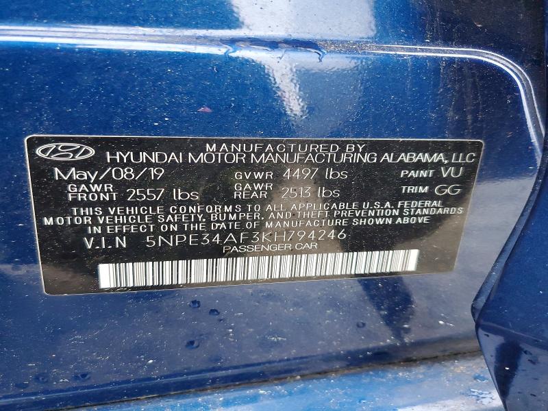 Aukcja sprzedaży 2019 Hyundai Sonata, vin: 5NPE34AF3KH794246, numer aukcji: 41892316