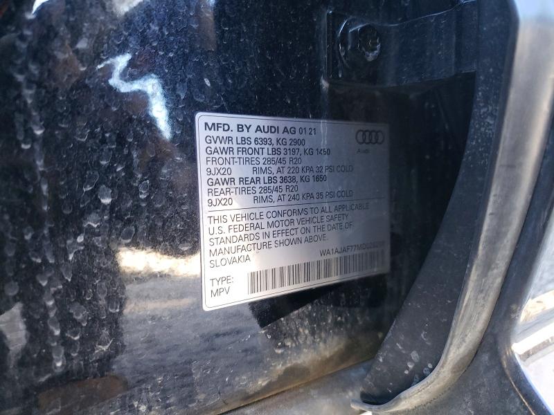 Продажа на аукционе авто 2021 Audi Q7, vin: WA1AJAF77MD029208, номер лота: 41746266