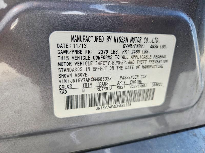 46389146 :رقم المزاد ، JN1BV7AP4EM685329 vin ، 2014 Infiniti Q50 مزاد بيع