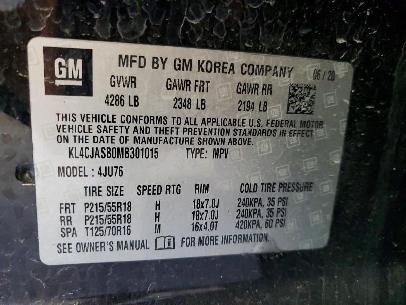 Auction sale of the 2021 Buick Encore, vin: KL4CJASB0MB301015, lot number: 46525746