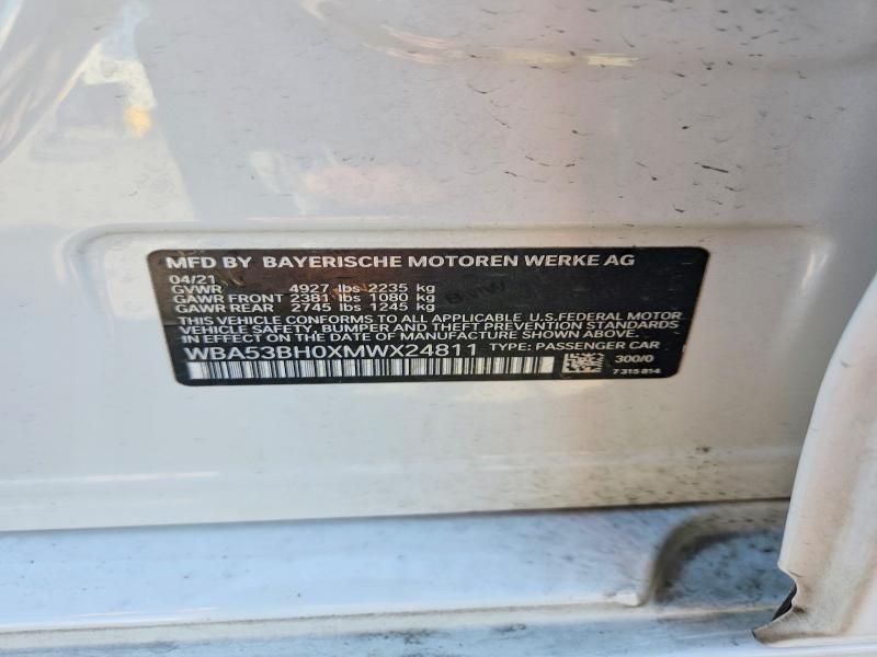 46286546 :رقم المزاد ، WBA53BH0XMWX24811 vin ، 2021 Bmw 530 مزاد بيع