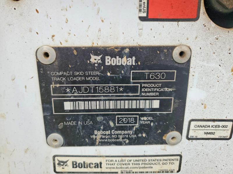 2018 Bobcat T630 მანქანა იყიდება აუქციონზე, vin: AJDT15881, აუქციონის ნომერი: 46889436