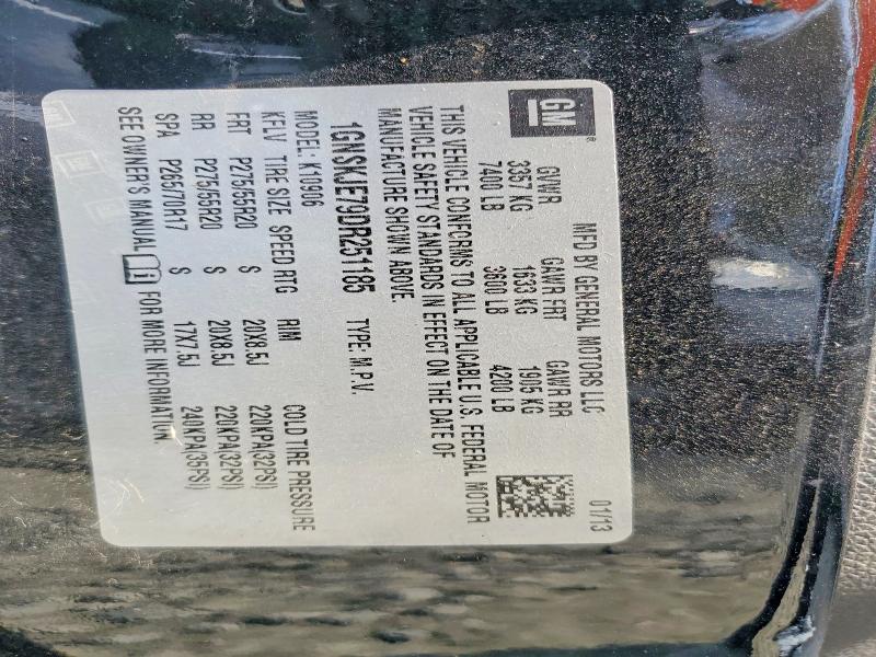 46982226 :رقم المزاد ، 1GNSKJE79DR251185 vin ، 2013 Chevrolet Suburban مزاد بيع