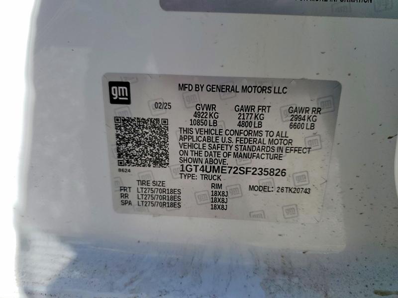Продажа на аукционе авто 2025 Gmc Sierra, vin: 1GT4UME72SF235826, номер лота: 41820676