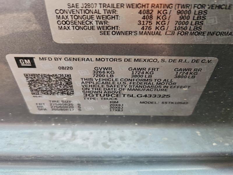 Продажа на аукционе авто 2020 Gmc Sierra, vin: 3GTU9CET5LG433325, номер лота: 46535856