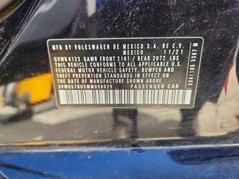 45768856 :رقم المزاد ، 3VWG57BU5MM098029 vin ، 2021 Volkswagen Jetta مزاد بيع