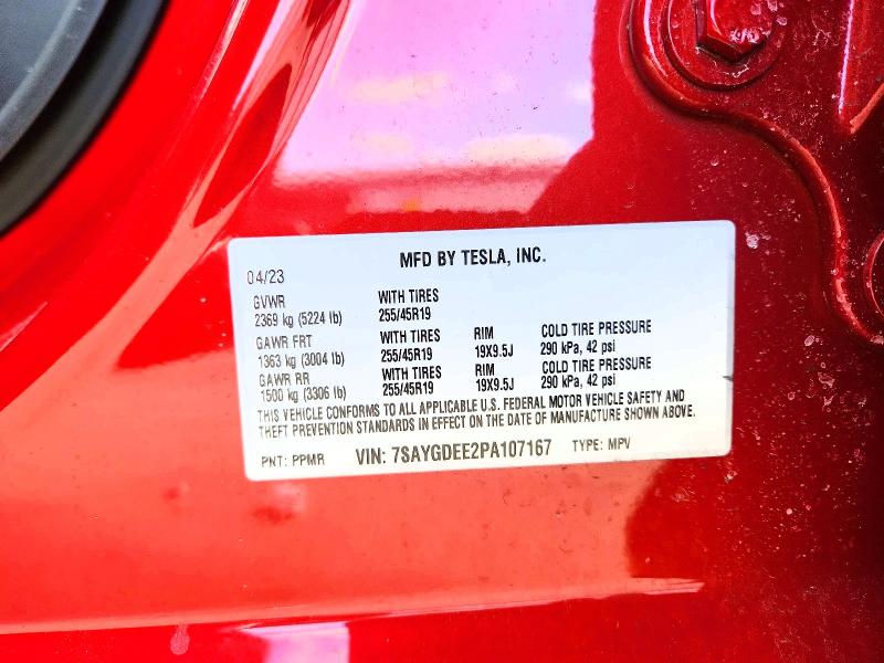 2023 Tesla Model Y მანქანა იყიდება აუქციონზე, vin: 7SAYGDEE2PA107167, აუქციონის ნომერი: 46194836