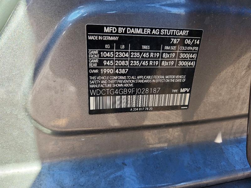 Aukcja sprzedaży 2015 Mercedes-benz Gla, vin: WDCTG4GB9FJ028187, numer aukcji: 45982956
