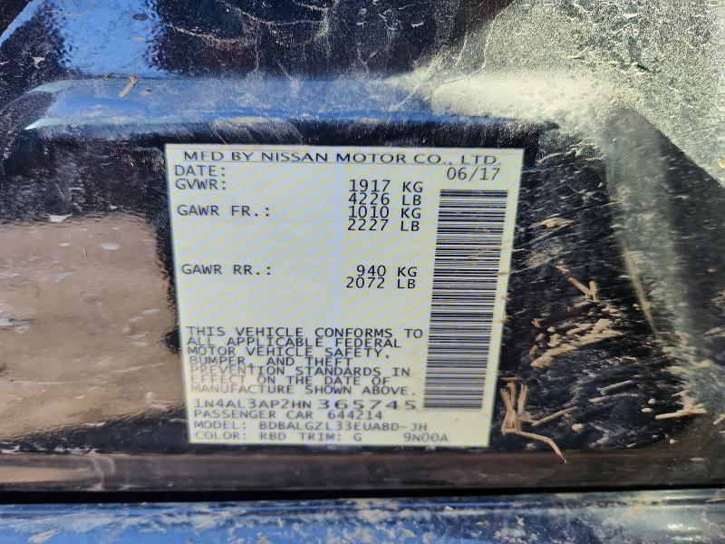 Продаж на аукціоні авто 2017 Nissan Altima, vin: 1N4AL3AP2HN365745, номер лоту: 46275236