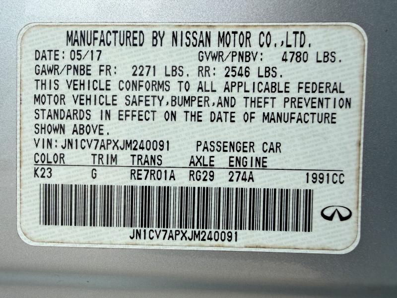 Продаж на аукціоні авто 2018 Infiniti Q50, vin: JN1CV7APXJM240091, номер лоту: 46350876