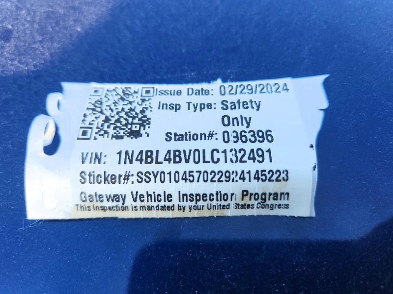 2020 Nissan Altima მანქანა იყიდება აუქციონზე, vin: 1N4BL4BV0LC132491, აუქციონის ნომერი: 46939036