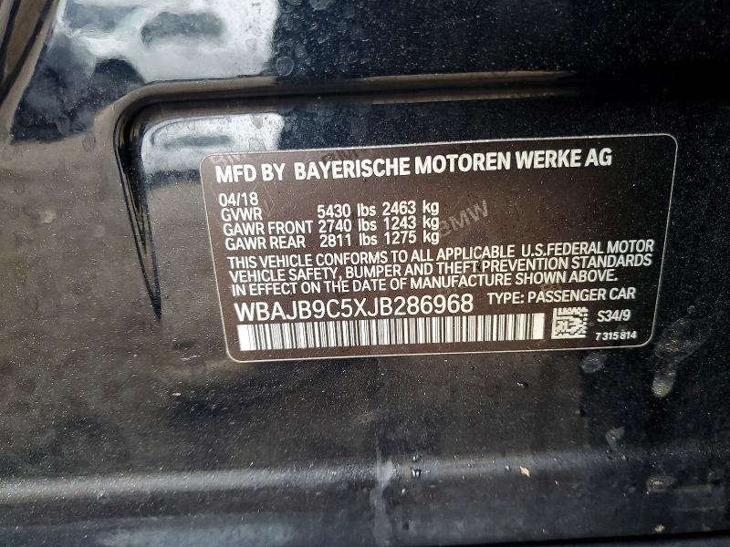 79393995 :رقم المزاد ، WBAJB9C5XJB286968 vin ، 2018 Bmw M550xi مزاد بيع