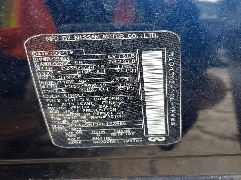 Aukcja sprzedaży 2019 Infiniti Qx50, vin: 3PCAJ5M17KF133585, numer aukcji: 78725045