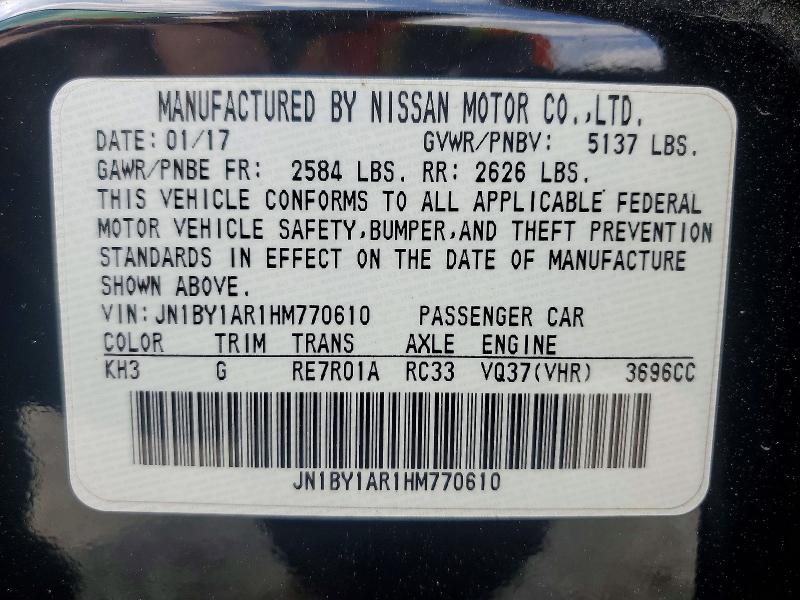 45668796 :رقم المزاد ، JN1BY1AR1HM770610 vin ، 2017 Infiniti Q70 مزاد بيع