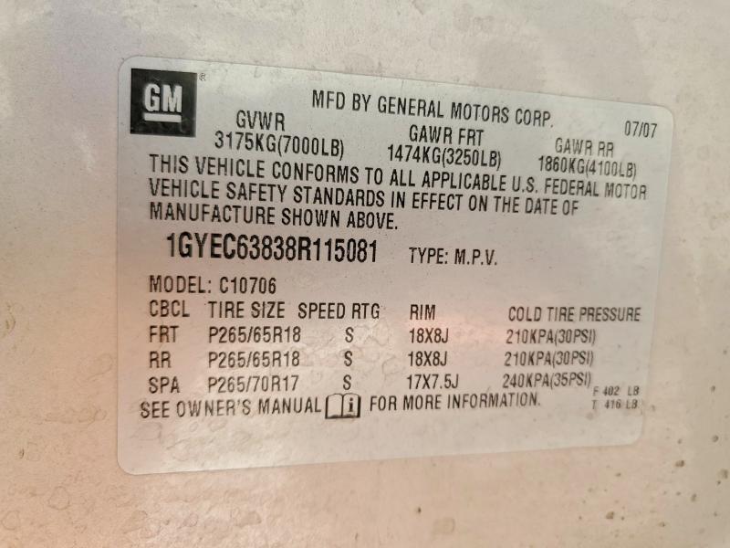 Aukcja sprzedaży 2008 Cadillac Escalade, vin: 1GYEC63838R115081, numer aukcji: 47052686