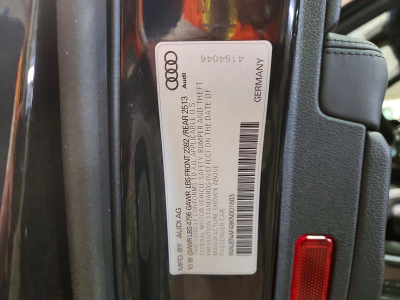2019 Audi A4 მანქანა იყიდება აუქციონზე, vin: WAUENAF48KN001603, აუქციონის ნომერი: 79362675