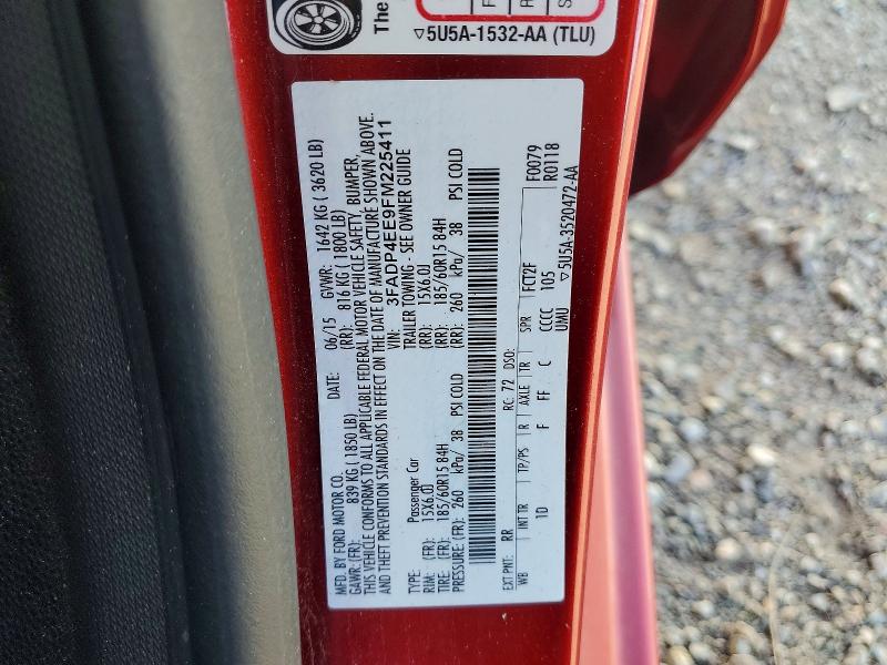 47034536 :رقم المزاد ، 3FADP4EE9FM225411 vin ، 2015 Ford Fiesta مزاد بيع